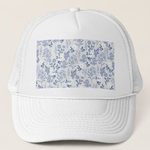 Blue Flowers Botanical Painting Trucker Hat