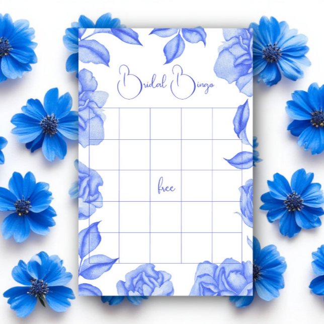 Blue Flowers Bridal shower bingo game (Creator Uploaded)