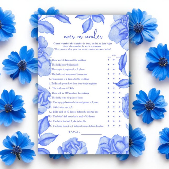 Blue Flowers Bridal shower Over or under game (Creator Uploaded)