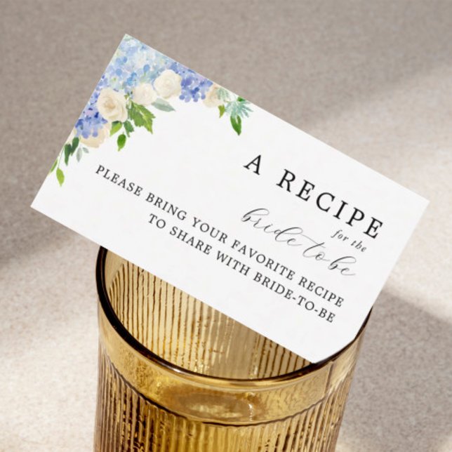 Blue Flowers Bridal Shower Share A Recipe Enclosure Card (Creator Uploaded)