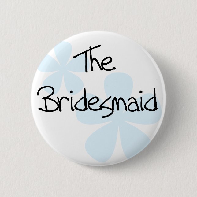 Blue Flowers Bridesmaid 6 Cm Round Badge (Front)