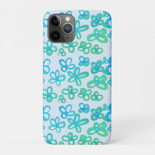 Blue flowers iPhone 11 pro case