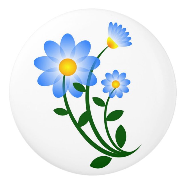 BLUE FLOWERS CERAMIC KNOB (Front)