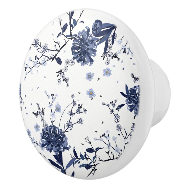 Blue flowers ceramic knob (Right)