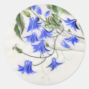 Blue Flowers Classic Round Sticker