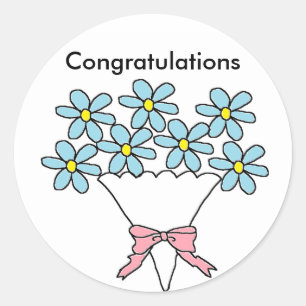 Blue flowers Congratulations Classic Round Sticker