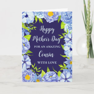 Blue Flowers Cousin Happy Mother's Day Card