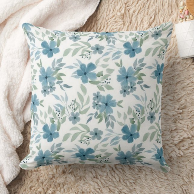 Blue Flowers Cushion (Blanket)