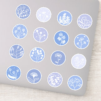 Blue Flowers Custom-Cut Vinyl Sticker