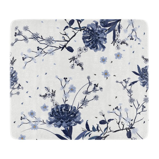 Blue flowers cutting board (Front)