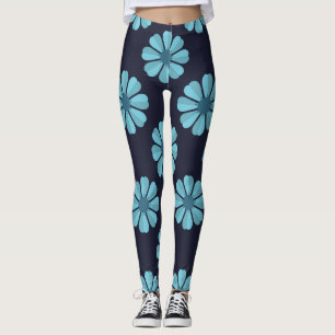 Blue flowers dark Leggings