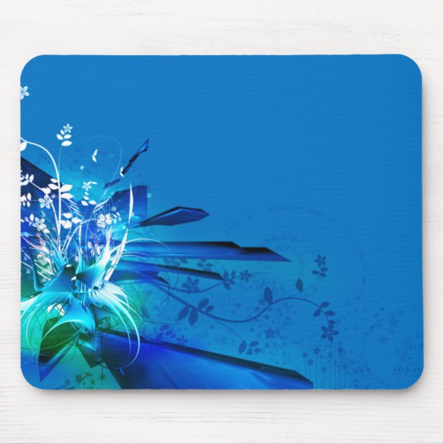 Blue flowers design mouse mat (Front)