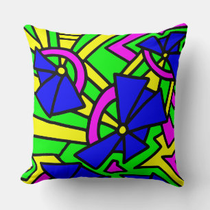 Blue Flowers Doodle Art Cushion