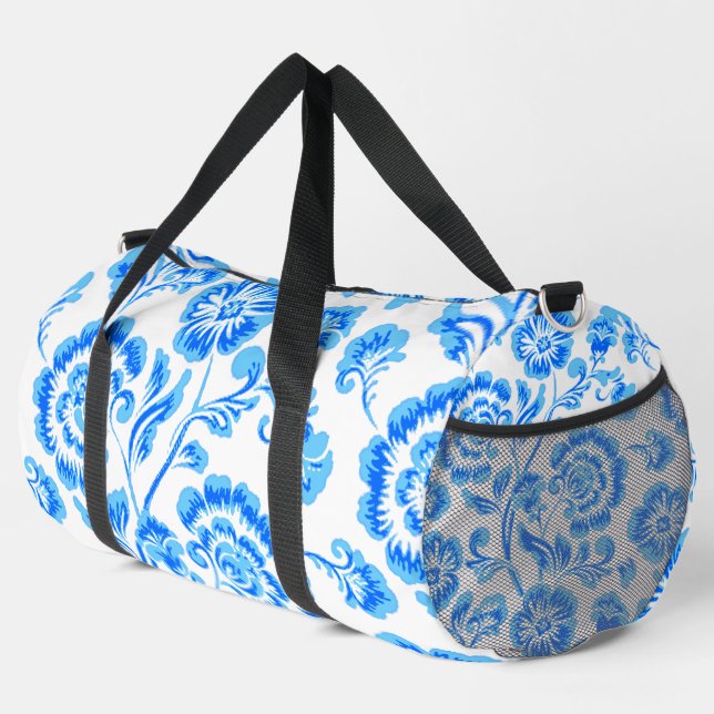 Blue Flowers Duffle Bag (Right Corner)