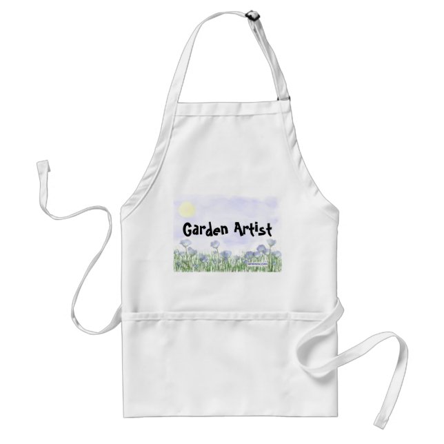 Blue Flowers Field Garden Apron (Personalise) (Front)