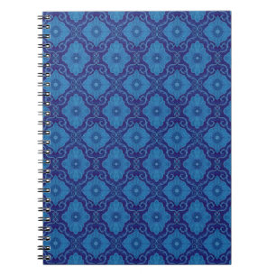 "Blue flowers” floral arabesque pattern Notebook