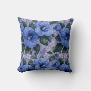 Blue Flowers Floral Gift Home Decor Throw Pillow