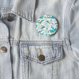 Blue Flowers, Floral Pattern, Pattern Of Flowers 6 Cm Round Badge