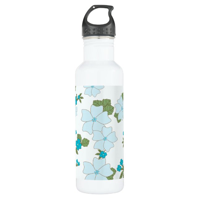 Blue Flowers, Floral Pattern, Pattern Of Flowers 710 Ml Water Bottle (Front)