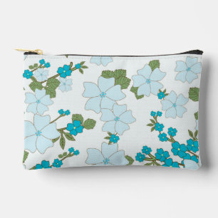 Blue Flowers, Floral Pattern, Pattern Of Flowers Accessory Pouch