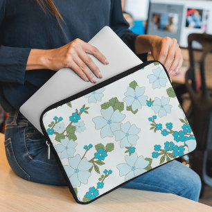 Blue Flowers, Floral Pattern, Pattern Of Flowers Laptop Sleeve