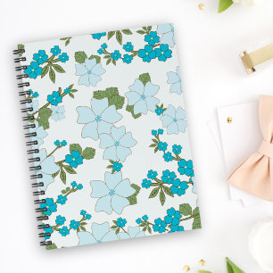 Blue Flowers, Floral Pattern, Pattern Of Flowers Notebook