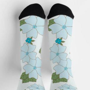 Blue Flowers, Floral Pattern, Pattern Of Flowers Socks