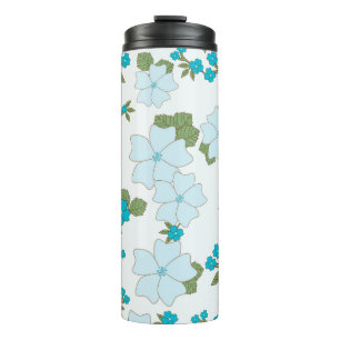 Blue Flowers, Floral Pattern, Pattern Of Flowers Thermal Tumbler