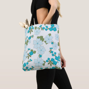 Blue Flowers, Floral Pattern, Pattern Of Flowers Tote Bag