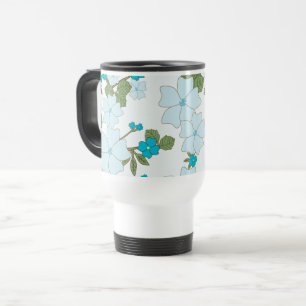 Blue Flowers, Floral Pattern, Pattern Of Flowers Travel Mug