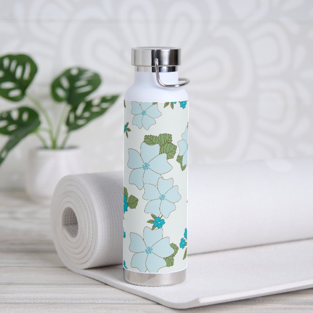 Blue Flowers, Floral Pattern, Pattern Of Flowers Water Bottle (Yoga)