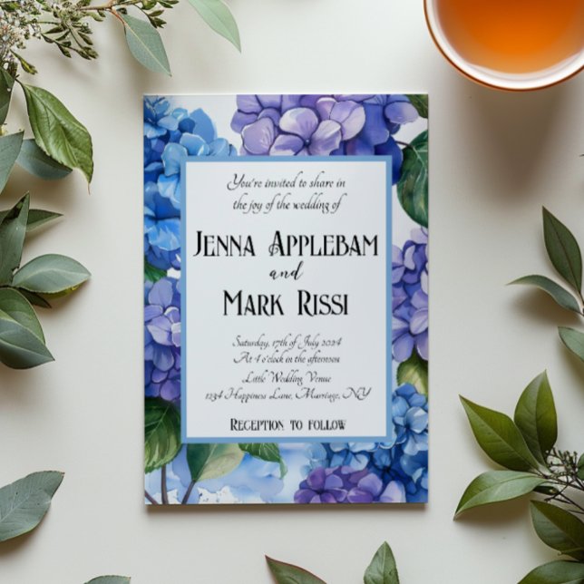 Blue Flowers Floral Wedding Invitation (Creator Uploaded)