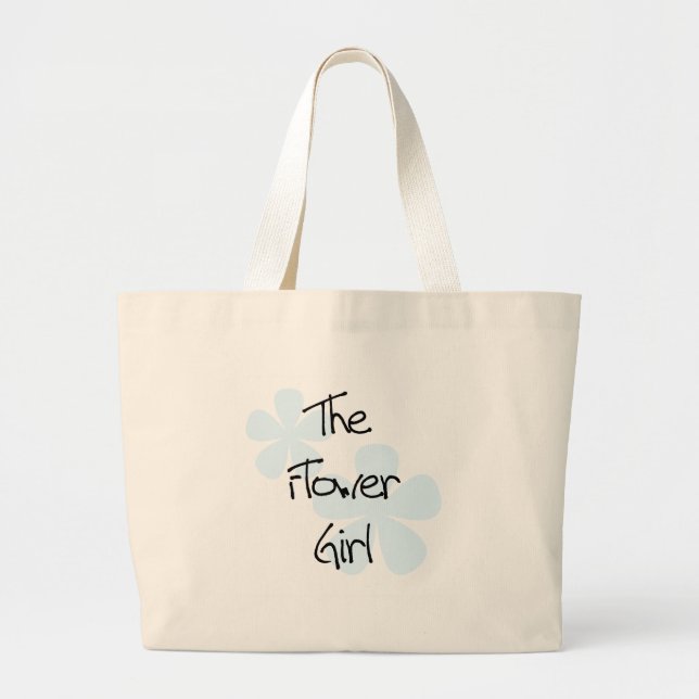 Blue Flowers Flower Girl Large Tote Bag (Front)