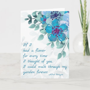 Blue Flowers, Forever Love Quote Card