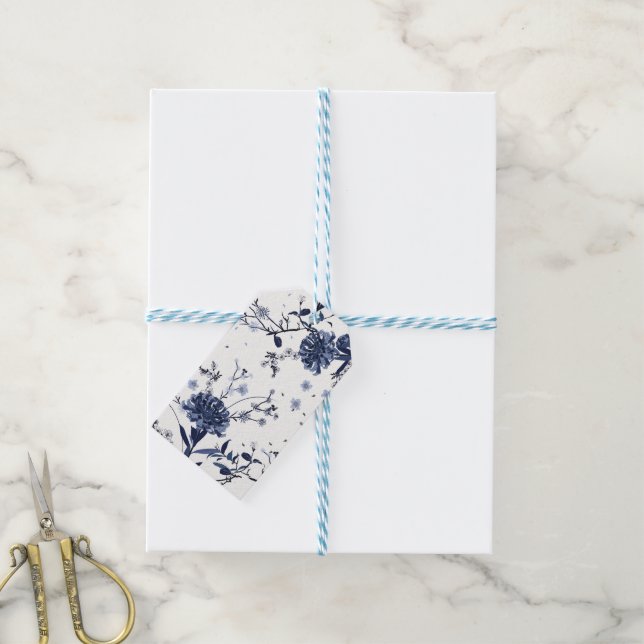 Blue flowers gift tags (With Twine)