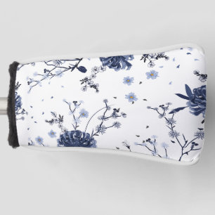 Blue flowers golf head cover