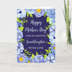 Blue Flowers Granddaughter Happy Mother's Day Card