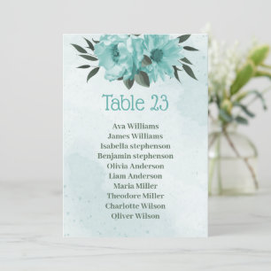 blue flowers greenery botanical seating chart invitation