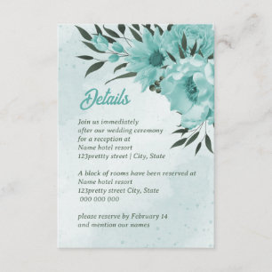 blue flowers greenery wedding enclosure card