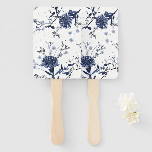 Blue flowers hand fan