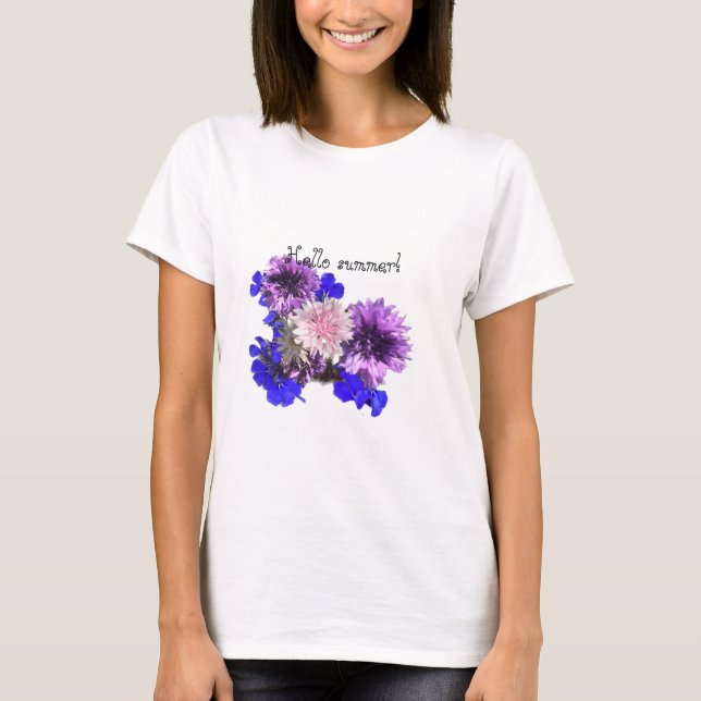 Blue flowers , hello summer! T-Shirt (Front)