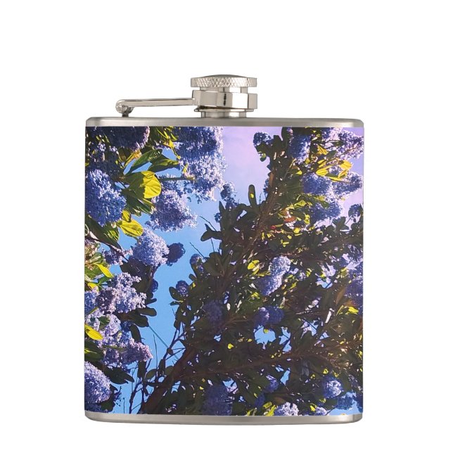 Blue flowers hip flask (Front)