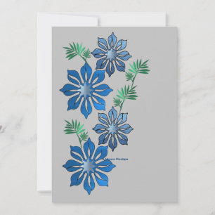 Blue Flowers Holiday Card
