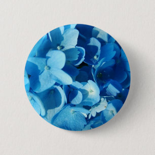 Blue flowers, hydrangea 6 cm round badge