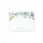 Blue Flowers hydrangea Personalised Post-it Notes