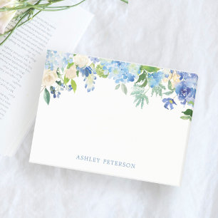 Blue Flowers hydrangea Personalised Post-it Notes