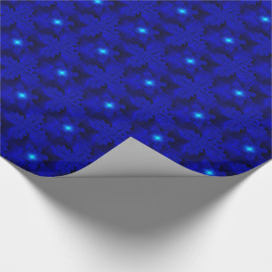 Blue Flowers in 3D , Artdeco Wrapping Paper