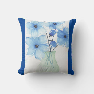 Blue flowers in a vase Note Cards Cushion