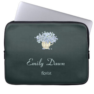 Blue flowers in vase grey laptop sleeve