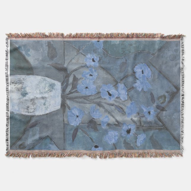 BLUE FLOWERS in VASE Throw Blanket (Front)